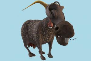 Monster cow, monster, animal, animals, skeletal, evil